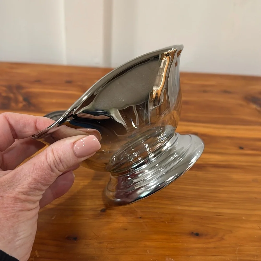 Vintage MCM Silver Ombre Fade Small Footed Bowl